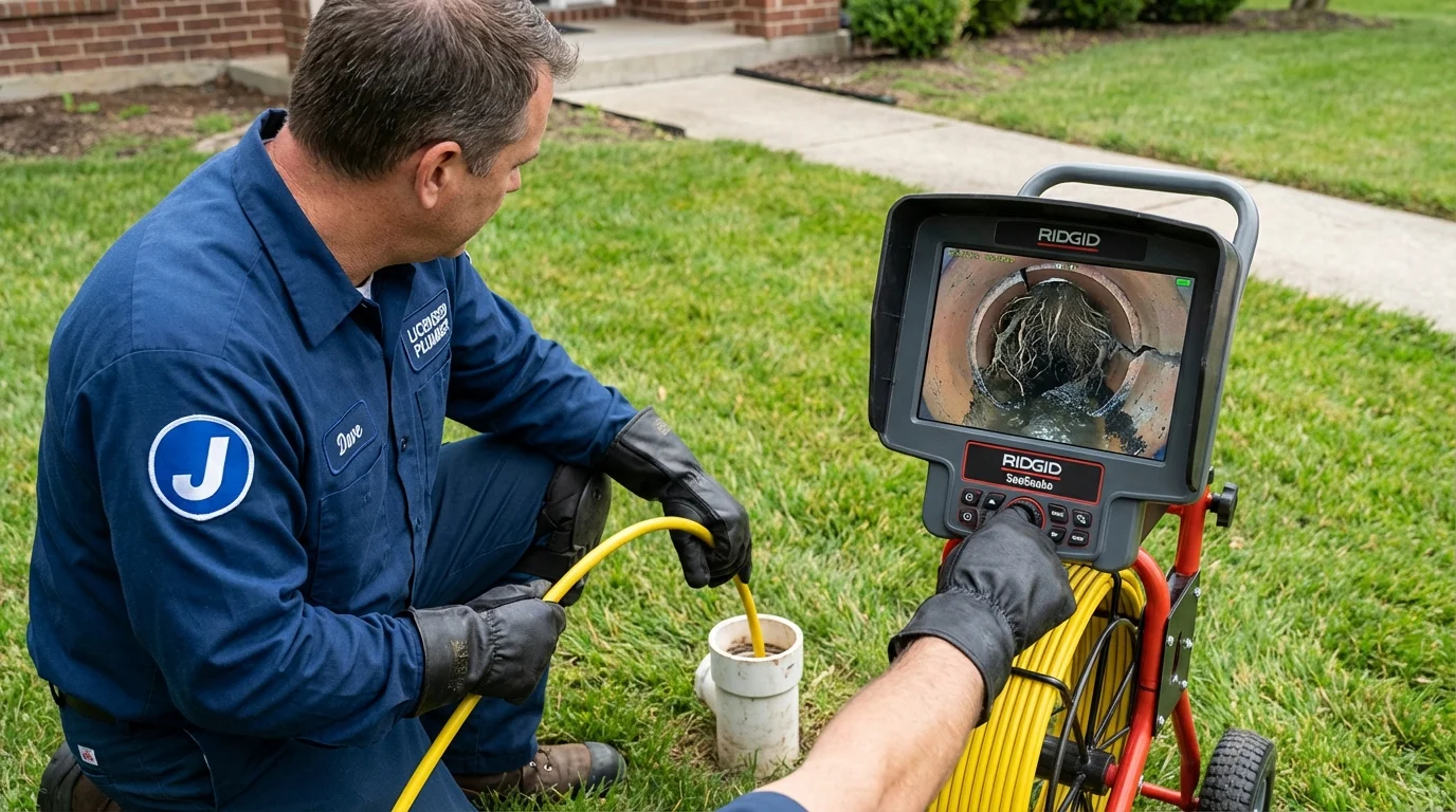 Sewer camera inspection being performed by Johns Plumbing LLC in Minco